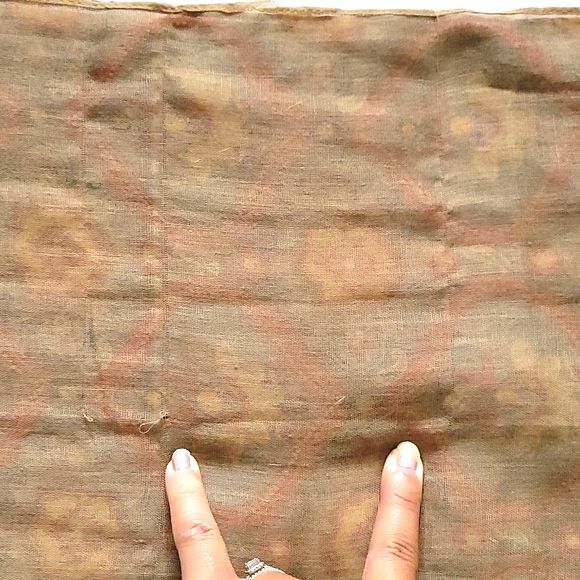 Red Blue Gold Rectangular Mosaic Print Patterned Scarf Holiday Retro Dressy - Picture 9 of 9